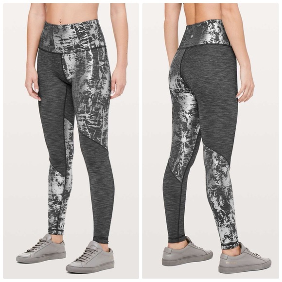 Lululemon wunder under high rise tight foil 28” in heathered crinkle shine - 4 - Picture 1 of 5